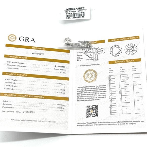 Silver 1CTW Moissanite Solitare Pendant - Picture 8 of 8